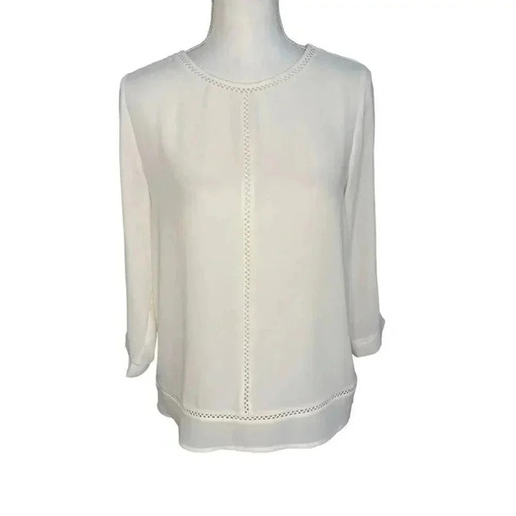 The Limited Women’s Small White Semi-Sheer Lace‎ Embellished Blouse - Picture 1 of 4